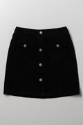 Button Down Denim Skirt Black