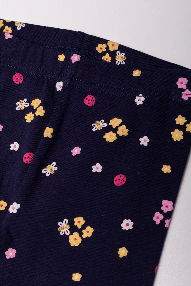 Floral Print Leggings Navy (1)