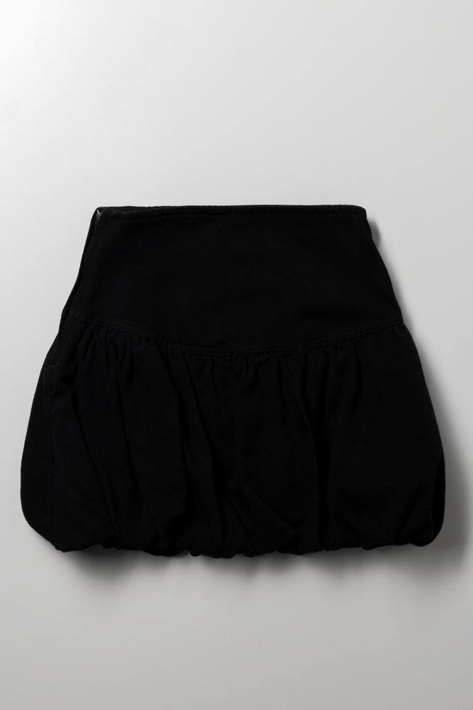 Denim Bubble Skirt Black (3)