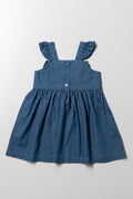 Denim Dress With Bow Blue (2)
