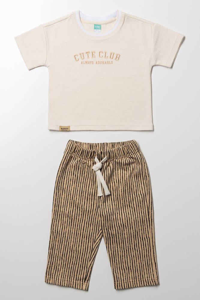 T-Shirt And Pants Set Natural