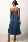 Denim Strappy Fit And Flare Dress Blue (2)