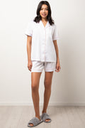 Satin Button Through Pyjama Set White