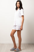 Satin Button Through Pyjama Set White (1)