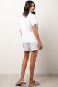 Satin Button Through Pyjama Set White (2)