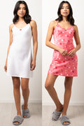 2 Pack Floral Chemises White And Pink