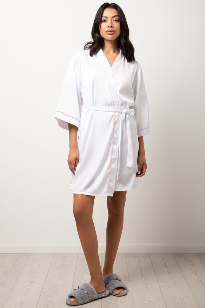 Piping Satin Gown White