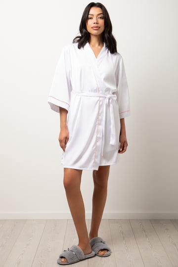 Piping Satin Gown White