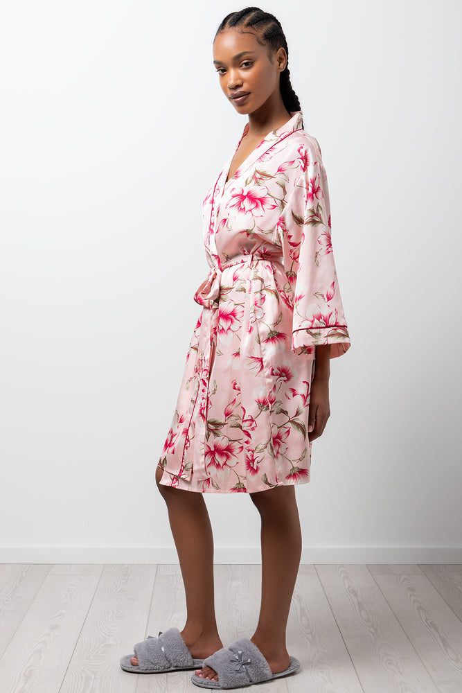 Floral Satin Gown Pink (1)