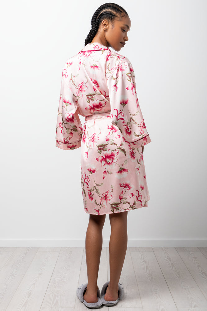 Floral Satin Gown Pink (2)