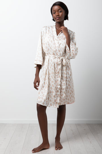 Animal Print Satin Gown Natural