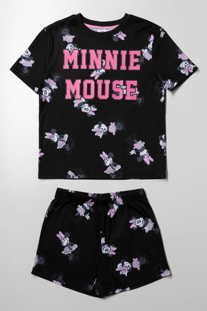 Minnie Mouse Shorts Pyjama Set Black
