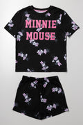 Minnie Mouse Shorts Pyjama Set Black