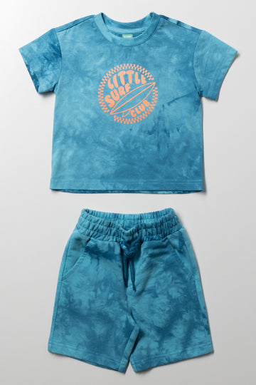 Tie Dye Shorts And T-Shirt Set Turquoise