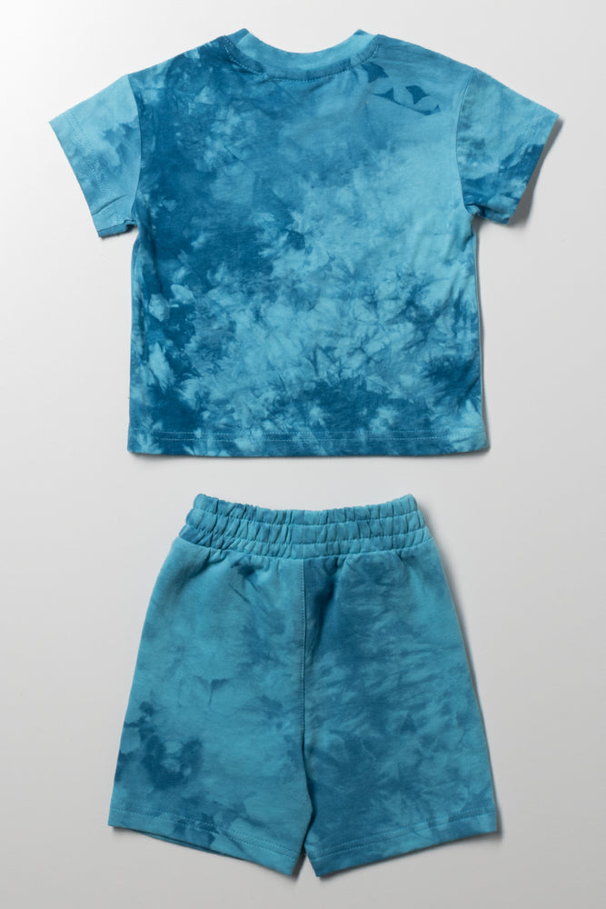 Tie Dye Shorts And T-Shirt Set Turquoise (2)