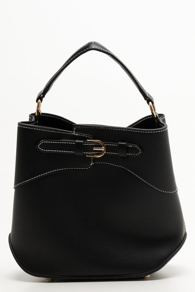 Multi Buckle Bucket Bag Black