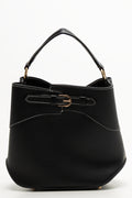 Multi Buckle Bucket Bag Black