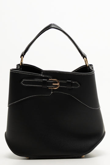 Multi Buckle Bucket Bag Black