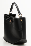 Multi Buckle Bucket Bag Black (1)