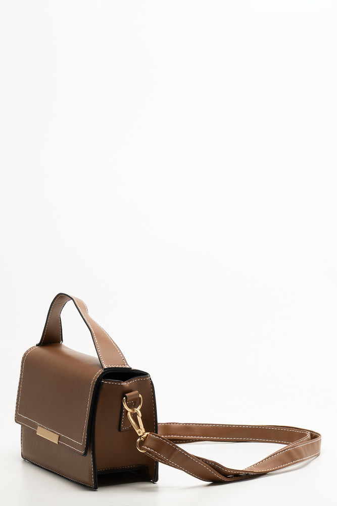 Top Handle Messenger Bag Tan