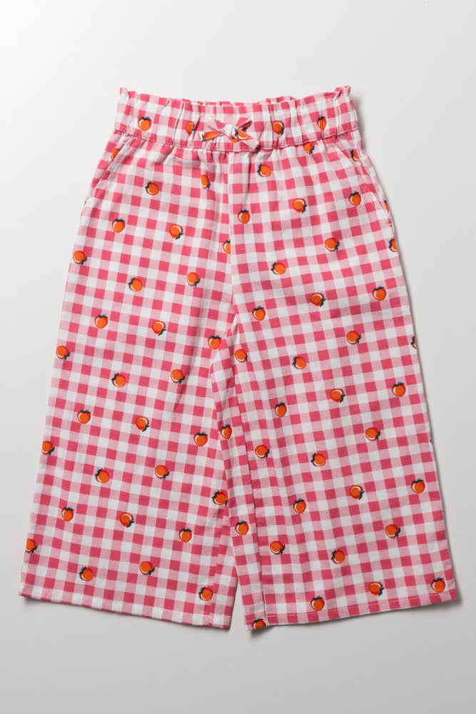 Gingham Wide Leg Pants Red And White