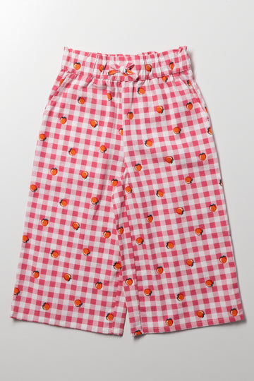 Gingham Wide Leg Pants Red And White
