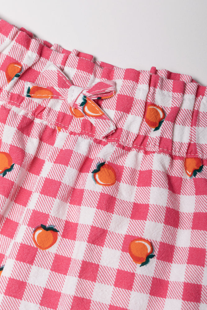 Gingham Wide Leg Pants Red And White