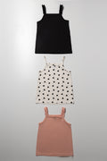 3 Pack Vests Black, Cream And Peach (2)