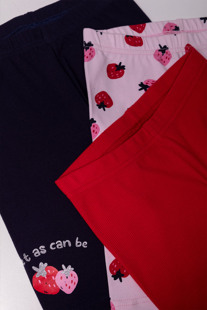 3 Pack Cycling Shorts Pink, Red And Navy