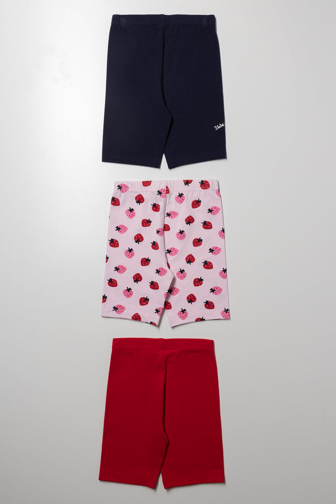 3 Pack Cycling Shorts Pink, Red And Navy (2)
