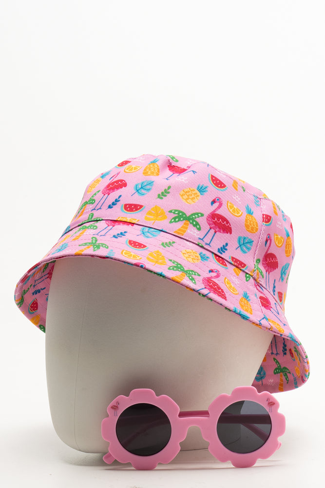 Bucket Hat And Sunglasses Set Pink