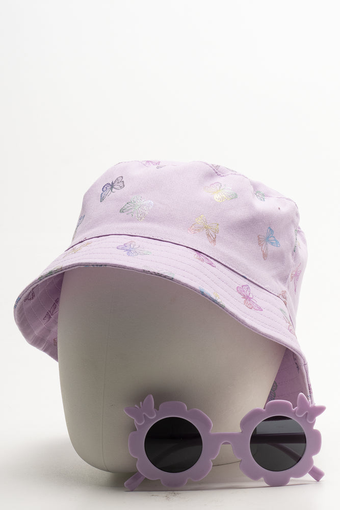 Bucket Hat And Sunglasses Set Purple