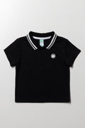 Textured Zip Golfer Black