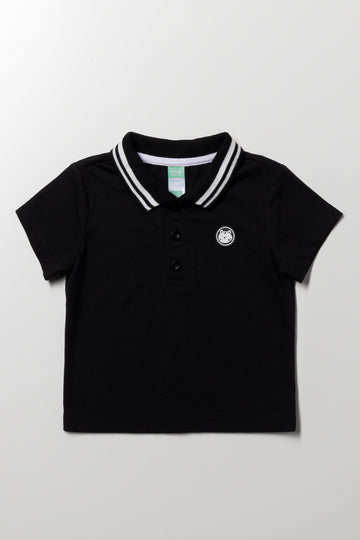 Textured Zip Golfer Black