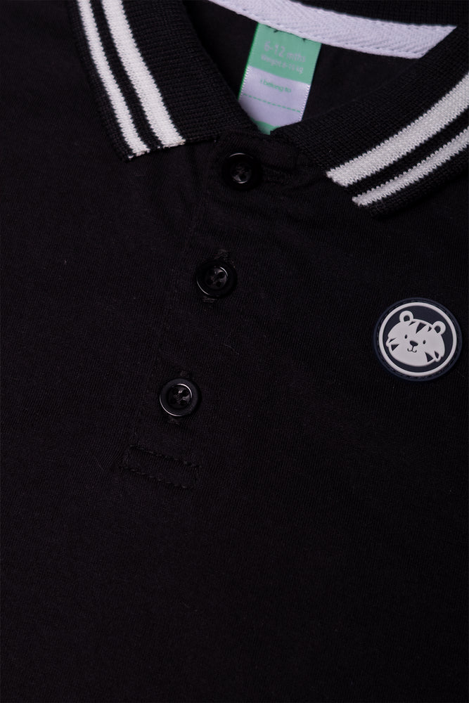Textured Zip Golfer Black