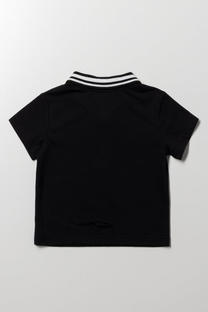 Textured Zip Golfer Black (2)