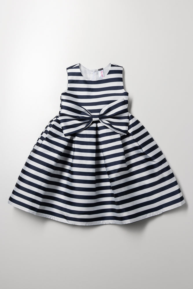 Stripe Bow Dress Navy And White