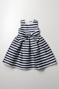 Stripe Bow Dress Navy And White