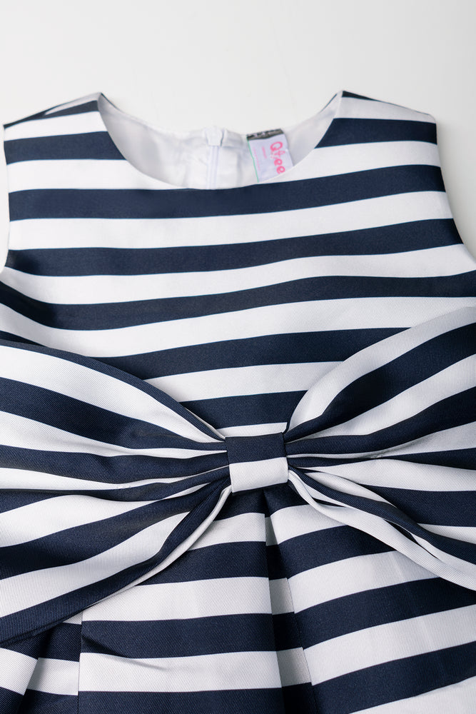 Stripe Bow Dress Navy And White