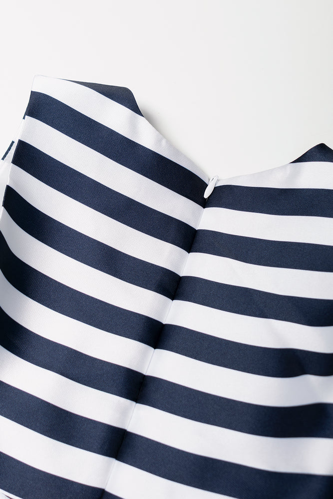 Stripe Bow Dress Navy And White (2)