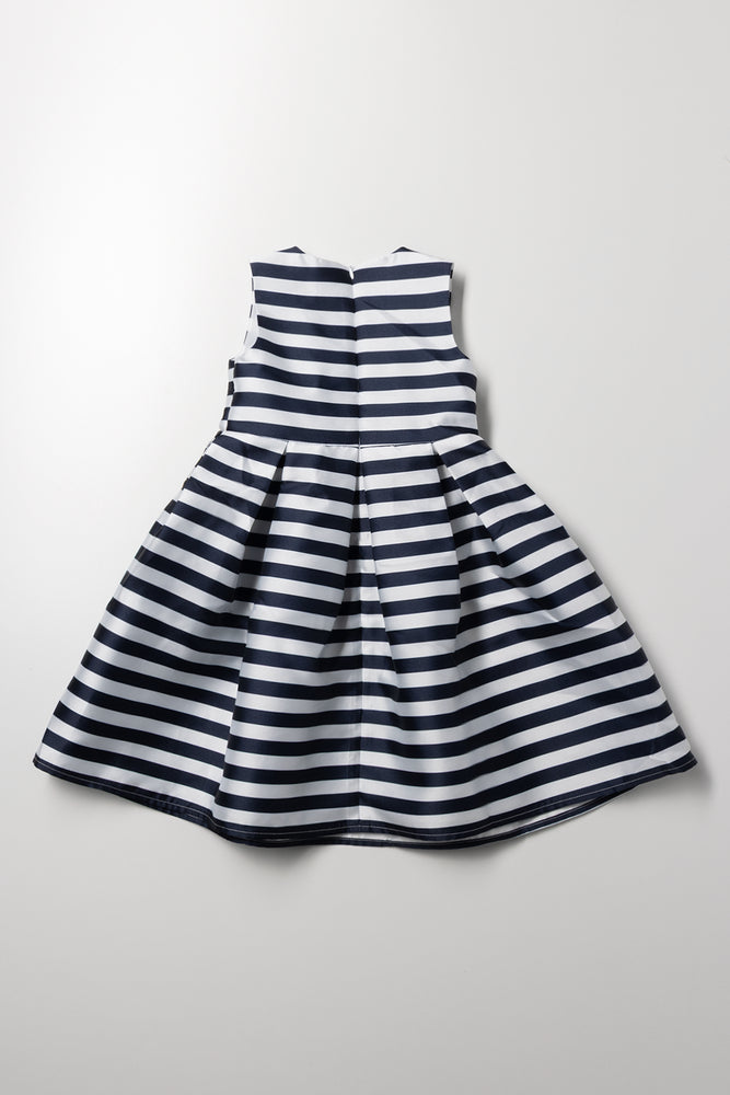 Stripe Bow Dress Navy And White (3)