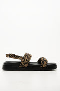 Animal Ankle Strap Sandals Brown