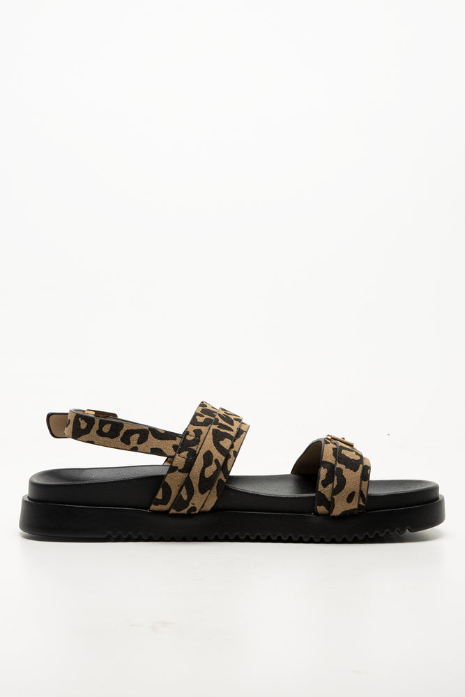 Animal Ankle Strap Sandals Brown