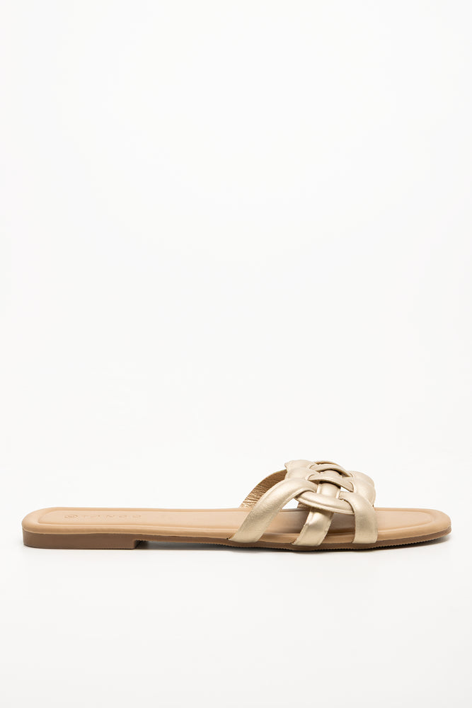 Puffy Linked Mule Sandals Gold (1)