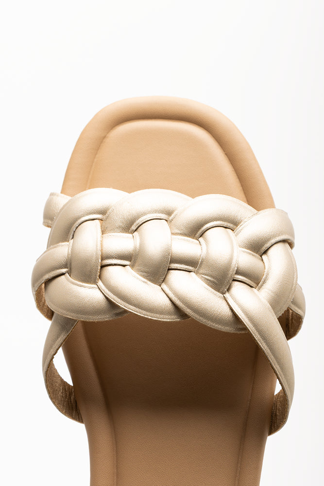 Puffy Linked Mule Sandals Gold (4)