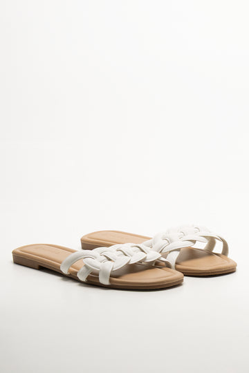 Puffy Linked Mule Sandals White