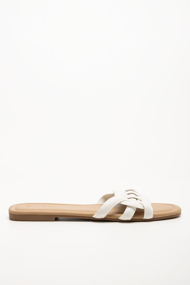 Puffy Linked Mule Sandals White (1)