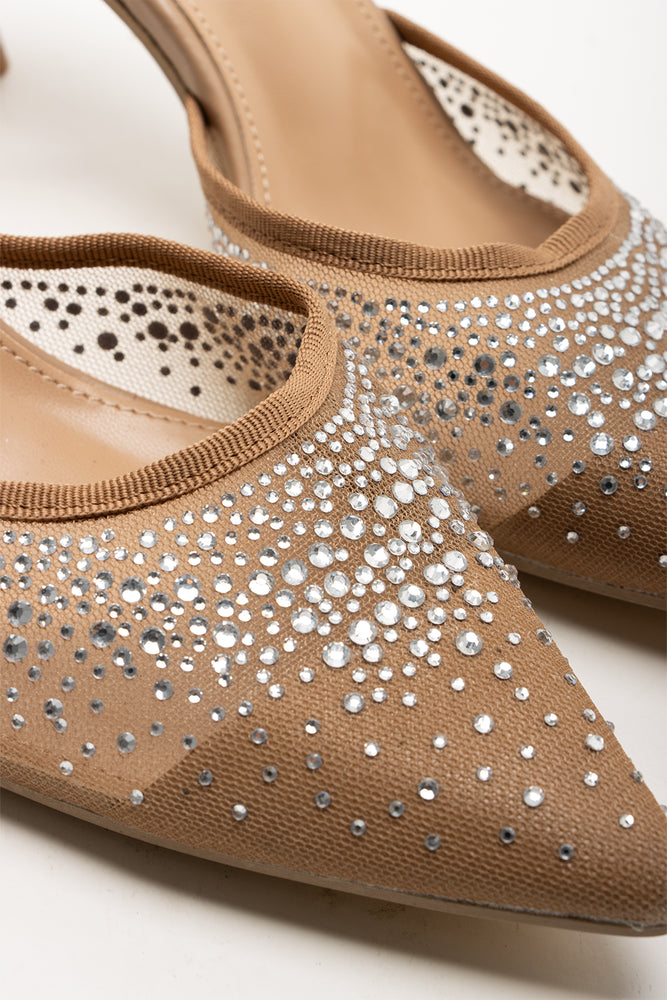 Mesh Pointy Heels Natural (2)