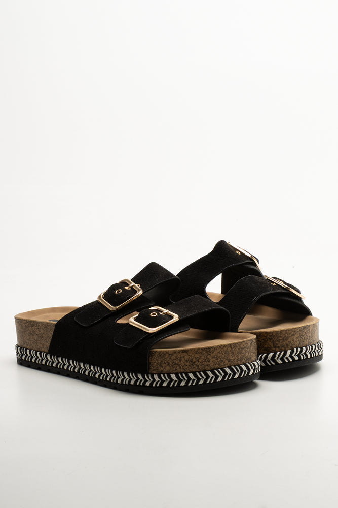 Rope Trim Sandals Black