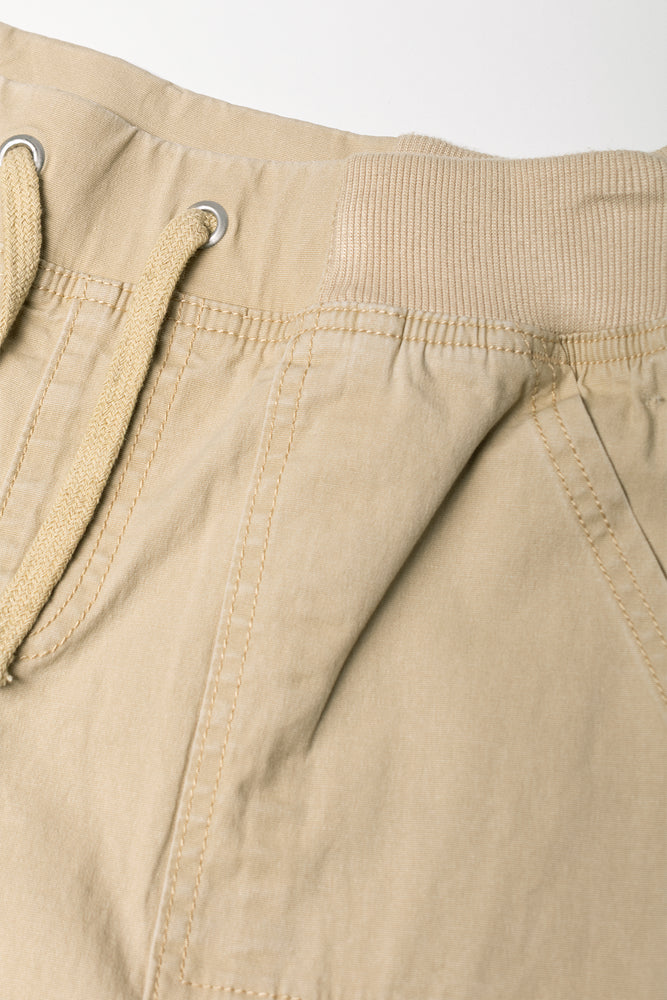 Rib Waist Cargo Pants Natural